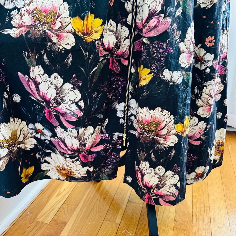 NWT Anthropologie V-Neck Smocked Floral Midi Dress w Zip Front Kentucky Derby - Picture 5 of 16